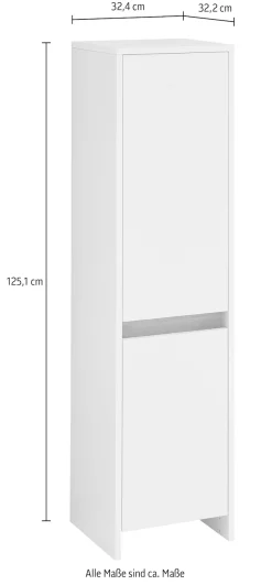 Saphir Midischrank »Quickset 100, Badschrank 32,4 cm breit, 2 Türen« 2 Einlegeböden, Badezimmer-Midischrank, mit Akzentfuge