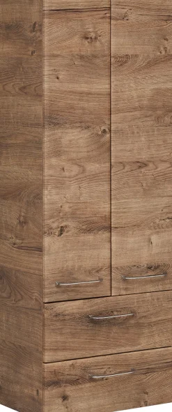 Saphir Midischrank »Quickset Badschrank 50 cm breit, 2 Türen, 2 Schubladen, 2 Einlegeböden« Badezimmer-Midischrank inkl. Türdämpfer, Griffe in Chrom glänzend