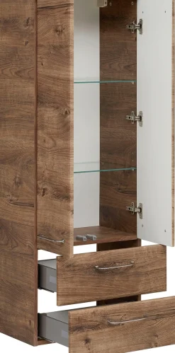 Saphir Midischrank »Quickset Badschrank 50 cm breit, 2 Türen, 2 Schubladen, 2 Einlegeböden« Badezimmer-Midischrank inkl. Türdämpfer, Griffe in Chrom glänzend