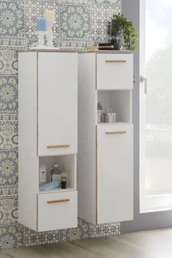 Saphir Midischrank »Quickset 931 Badschrank in Weiß Glanz, 1 Tür, 1 Nische, 1 Schublade« 2 Glas-Einlegeböden, inkl. Türdämpfer, 30 cm breit, 123,2 cm hoch