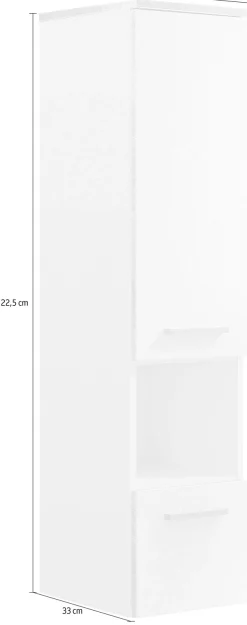 Saphir Midischrank »Quickset 931 Badschrank in Weiß Glanz, 1 Tür, 1 Nische, 1 Schublade« 2 Glas-Einlegeböden, inkl. Türdämpfer, 30 cm breit, 123,2 cm hoch