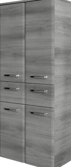 Saphir Midischrank »Quickset Badschrank 60 cm breit, 141 cm hoch mit 4 Türen« Badezimmer-Midischrank inkl. Türdämpfer, Griffe in Chrom glänzend