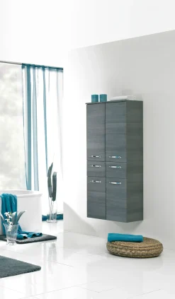 Saphir Midischrank »Quickset Badschrank 60 cm breit, 141 cm hoch mit 4 Türen« Badezimmer-Midischrank inkl. Türdämpfer, Griffe in Chrom glänzend