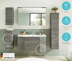 Saphir Midischrank »Quickset Badschrank 30 cm breit, 2 Türen, 1 Schublade, 3 Einlegeböden« Badezimmer-Midischrank inkl. Türdämpfer, Griffe in Chrom glänzend