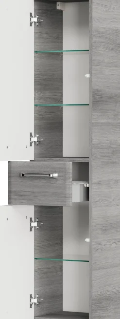 Saphir Midischrank »Quickset Badschrank 30 cm breit, 2 Türen, 1 Schublade, 3 Einlegeböden« Badezimmer-Midischrank inkl. Türdämpfer, Griffe in Chrom glänzend