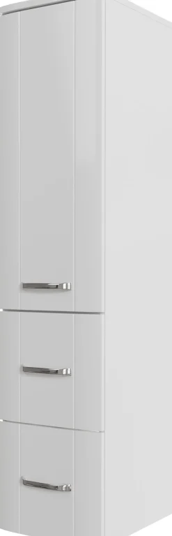Saphir Midischrank »Serie 3006 Badschrank 30cm,1 Tür, 2 Schubladen, Türdämpfer« 2 Glas-Einlegeböden, Badezimmer-Midischrank 130 cm hoch, 38 cm tief