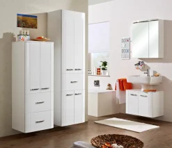 Saphir Midischrank »Serie 3006 Badschrank 50cm,2 Türen,2 Schubladen,Türdämpfer« 2 Glas-Einlegeböden, Badezimmer-Midischrank 130 cm hoch, 38 cm tief