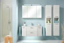 Saphir Spiegelschrank »Quickset Badezimmer-Spiegelschrank inkl LED-Aufsatzleuchte« 110 cm breit, inkl. Türdämpfer, 3 Spiegeltüren, mit Steckdose