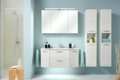 Saphir Spiegelschrank »Quickset Badezimmer-Spiegelschrank inkl LED-Aufsatzleuchte« 110 cm breit, inkl. Türdämpfer, 3 Spiegeltüren, mit Steckdose
