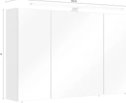 Saphir Spiegelschrank »Quickset Badezimmer-Spiegelschrank inkl LED-Aufsatzleuchte« 110 cm breit, inkl. Türdämpfer, 3 Spiegeltüren, mit Steckdose