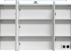 Saphir Spiegelschrank »Quickset Badezimmer-Spiegelschrank inkl LED-Aufsatzleuchte« 110 cm breit, inkl. Türdämpfer, 3 Spiegeltüren, mit Steckdose