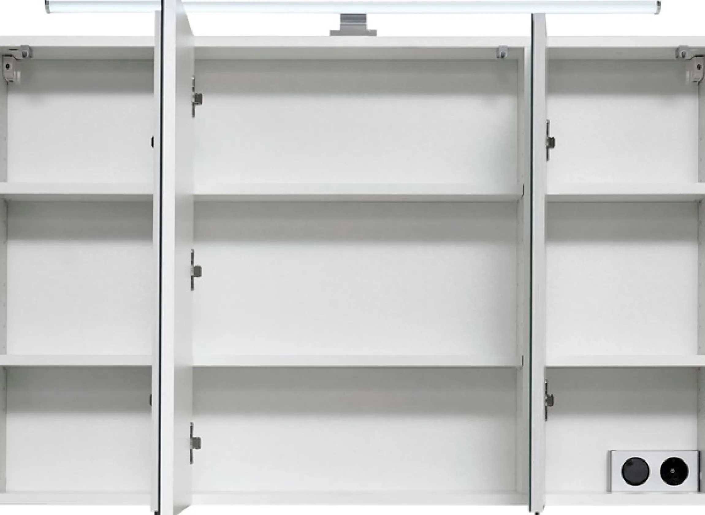 Saphir Spiegelschrank »Quickset Badezimmer-Spiegelschrank inkl LED-Aufsatzleuchte« 110 cm breit, inkl. Türdämpfer, 3 Spiegeltüren, mit Steckdose