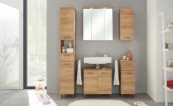 Saphir Unterschrank »Quickset 919 Badschrank mit 1 Tür, 1 Schublade, 30 cm breit« Badezimmermöbel, Riviera Eiche quer Nachbildung, Griffe in Grau