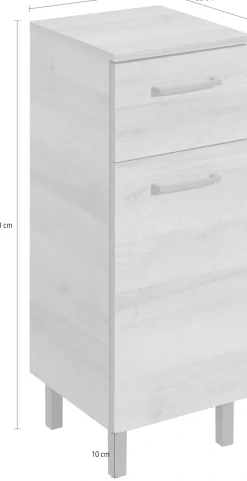 Saphir Unterschrank »Quickset 919 Badschrank mit 1 Tür, 1 Schublade, 30 cm breit« Badezimmermöbel, Riviera Eiche quer Nachbildung, Griffe in Grau
