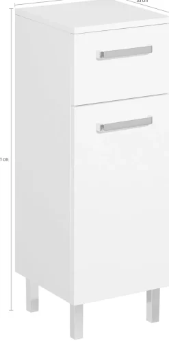 Saphir Unterschrank »Quickset Badschrank mit 1 Tür, 1 Schublade, 30 cm breit« Badezimmer-Unterschrank inkl. Türdämpfer, Griffe in Chrom Glanz