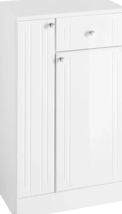 Saphir Unterschrank »Quickset 955 Badschrank mit 2 Türen, 1 Schublade, 50 cm breit« Badezimmer-Unterschrank in Weiß Hochglanz, Griffe Chrom Glanz