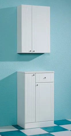 Saphir Unterschrank »Quickset 955 Badschrank mit 2 Türen, 1 Schublade, 50 cm breit« Badezimmer-Unterschrank in Weiß Hochglanz, Griffe Chrom Glanz