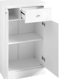Saphir Unterschrank »Quickset 955 Badschrank mit 2 Türen, 1 Schublade, 50 cm breit« Badezimmer-Unterschrank in Weiß Hochglanz, Griffe Chrom Glanz