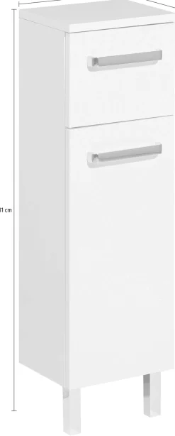 Saphir Unterschrank »Quickset Badschrank mit 1 Tür, 1 Schublade, 25 cm breit« Badezimmer-Unterschrank inkl. Türdämpfer, Griffe in Chrom Glanz