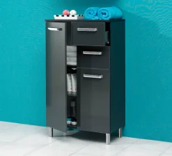 Saphir Unterschrank »Quickset Badschrank mit 2 Türen, 2 Schubladen, 60 cm breit« Badezimmer-Unterschrank inkl. Türdämpfer, Griffe in Chrom Glanz