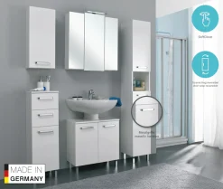 Saphir Unterschrank »Quickset Badschrank mit 1 Tür, 2 Schubladen, 30 cm breit« Badezimmer-Unterschrank inkl. Türdämpfer, Griffe in Chrom Glanz