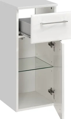 Saphir Unterschrank »Quickset 376 Badschrank, 1 Tür, 1 Schublade, Weiß Hochglanz« Badezimmermöbel 30 cm breit, inkl. Türdämpfer, Griffe Chrom Glanz