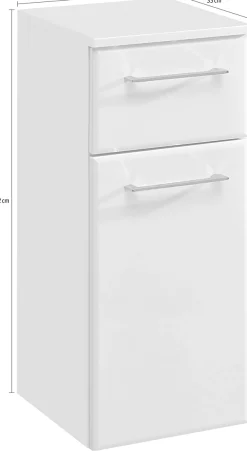 Saphir Unterschrank »Quickset 376 Badschrank, 1 Tür, 1 Schublade, Weiß Hochglanz« Badezimmermöbel 30 cm breit, inkl. Türdämpfer, Griffe Chrom Glanz