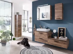 Saphir Unterschrank »Quickset 374 Badschrank mit 1 Klappe, inkl. Abdeckplatte« Badezimmer-Unterschrank, Eiche Ribbeck quer Nachbildung, 71 cm breit
