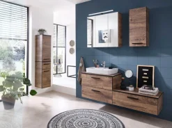 Saphir Unterschrank »Quickset 374 Badschrank mit 1 Klappe, inkl. Abdeckplatte« Badezimmer-Unterschrank, Eiche Ribbeck quer Nachbildung, 71 cm breit