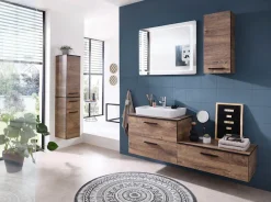 Saphir Unterschrank »Quickset 374 Badschrank mit 1 Klappe, inkl. Abdeckplatte« Badezimmer-Unterschrank, Eiche Ribbeck quer Nachbildung, 71 cm breit