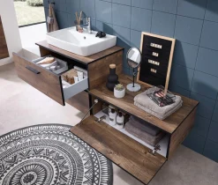 Saphir Unterschrank »Quickset 374 Badschrank mit 1 Klappe, inkl. Abdeckplatte« Badezimmer-Unterschrank, Eiche Ribbeck quer Nachbildung, 71 cm breit