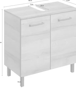 Saphir Waschbeckenunterschrank »Quickset 919 Unterbeckenschrank, Riviera Eiche quer Nachbildung« Waschbeckenschrank inkl. Türdämpfer, 60 cm breit, ohne Waschbecken