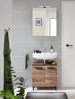 Saphir Waschbeckenunterschrank »Quickset 374 Unterbeckenschrank, Eiche Ribbeck quer Nachbildung« Waschbeckenschrank inkl. Türdämpfer, 60 cm breit, ohne Waschbecken