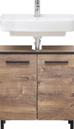 Saphir Waschbeckenunterschrank »Quickset 374 Unterbeckenschrank, Eiche Ribbeck quer Nachbildung« Waschbeckenschrank inkl. Türdämpfer, 60 cm breit, ohne Waschbecken
