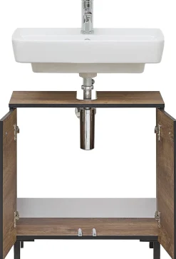 Saphir Waschbeckenunterschrank »Quickset 374 Unterbeckenschrank, Eiche Ribbeck quer Nachbildung« Waschbeckenschrank inkl. Türdämpfer, 60 cm breit, ohne Waschbecken