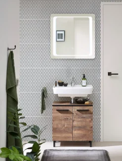 Saphir Waschbeckenunterschrank »Quickset 374 Unterbeckenschrank, Eiche Ribbeck quer Nachbildung« Waschbeckenschrank inkl. Türdämpfer, 60 cm breit, ohne Waschbecken
