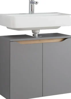 Saphir Waschbeckenunterschrank »Quickset Unterbeckenschrank, 60 cm breit, 2 Türen« Waschbeckenschrank mit Siphonausschnitt, ohne Waschbecken, grifflos