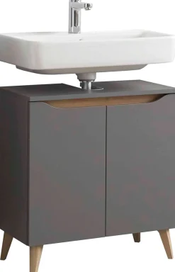 Saphir Waschbeckenunterschrank »Quickset Unterbeckenschrank, 60 cm breit, 2 Türen« Waschbeckenschrank mit Siphonausschnitt, ohne Waschbecken, grifflos