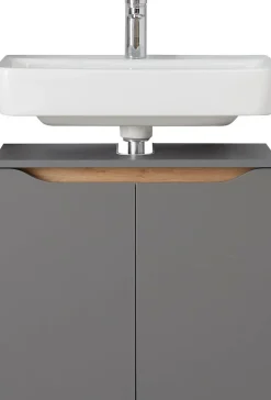Saphir Waschbeckenunterschrank »Quickset Unterbeckenschrank, 60 cm breit, 2 Türen« Waschbeckenschrank mit Siphonausschnitt, ohne Waschbecken, grifflos