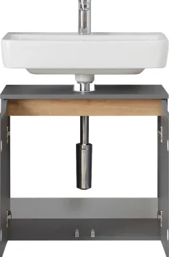 Saphir Waschbeckenunterschrank »Quickset Unterbeckenschrank, 60 cm breit, 2 Türen« Waschbeckenschrank mit Siphonausschnitt, ohne Waschbecken, grifflos
