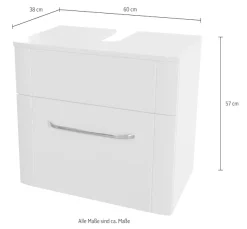 Saphir Waschbeckenunterschrank »Serie 3006, 1 Schublade,Siphonausschnitt, 60cm« Waschbeckenschrank inkl. Soft-Close, Griff in Chrom Glanz