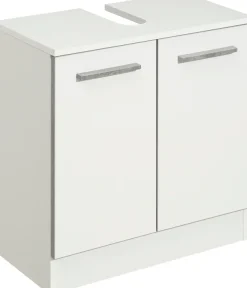 Saphir Waschbeckenunterschrank »Quickset 953 Unterbeckenschrank, 60 cm breit, 2 Türen, Weiß Glanz« Waschbeckenschrank mit Siphonausschnitt, ohne Waschbecken