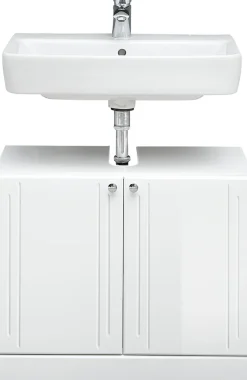 Saphir Waschbeckenunterschrank »Quickset 955 Unterbeckenschrank, Weiß Hochglanz, 2 Türen« Waschbeckenschrank inkl. Türdämpfer, 65 cm breit, ohne Waschbecken