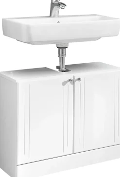 Saphir Waschbeckenunterschrank »Quickset 955 Unterbeckenschrank, Weiß Hochglanz, 2 Türen« Waschbeckenschrank inkl. Türdämpfer, 65 cm breit, ohne Waschbecken