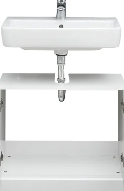 Saphir Waschbeckenunterschrank »Quickset 955 Unterbeckenschrank, Weiß Hochglanz, 2 Türen« Waschbeckenschrank inkl. Türdämpfer, 65 cm breit, ohne Waschbecken