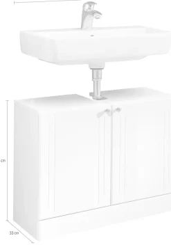 Saphir Waschbeckenunterschrank »Quickset 955 Unterbeckenschrank, Weiß Hochglanz, 2 Türen« Waschbeckenschrank inkl. Türdämpfer, 65 cm breit, ohne Waschbecken