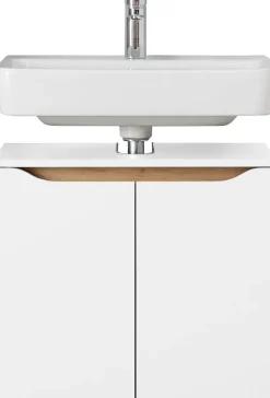 Saphir Waschbeckenunterschrank »Quickset Unterbeckenschrank, 60 cm breit, 2 Türen« Waschbeckenschrank mit Siphonausschnitt, ohne Waschbecken, grifflos