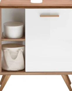 Saphir Waschbeckenunterschrank »Quickset Unterbeckenschrank mit 1 Tür, 60,5 cm breit, ohne Waschbecken« Waschbeckenschrank inkl Türdämpfer, seitliche Ablagefächer, Holzgriffe