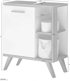 Saphir Waschbeckenunterschrank »Quickset Unterbeckenschrank mit 1 Tür, 60,5 cm breit, ohne Waschbecken« Waschbeckenschrank inkl Türdämpfer, seitliche Ablagefächer, Holzgriffe