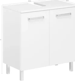 Saphir Waschbeckenunterschrank »Quickset Unterbeckenschrank mit 2 Türen, 60 cm breit, ohne Waschbecken« Waschbeckenschrank inkl. Türdämpfer, Griffe in Chrom Glanz